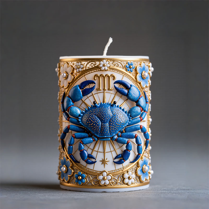 Scented Candle Luxury - Cancer Zodiac Star Sign Blue Crab