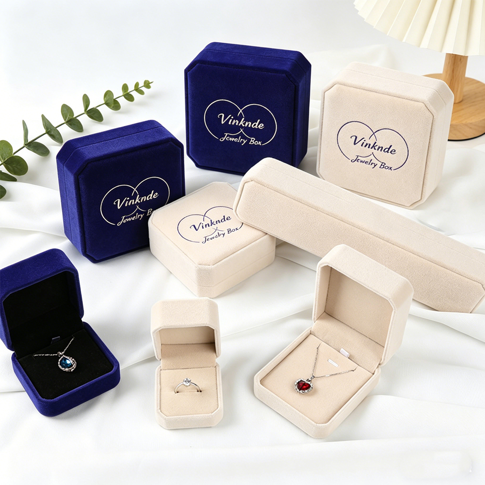Velvet Jewelry Box - 50Pcs Custom Logo Bulk 7x10cm Velvet