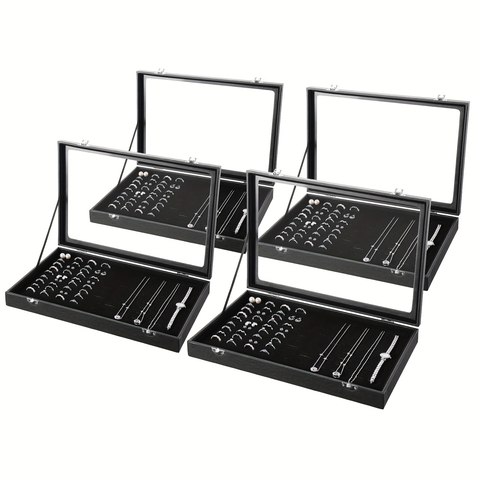 4pcs 100 Slots Ring Organizer  - Velvet Jewelry Box avaliação e preço