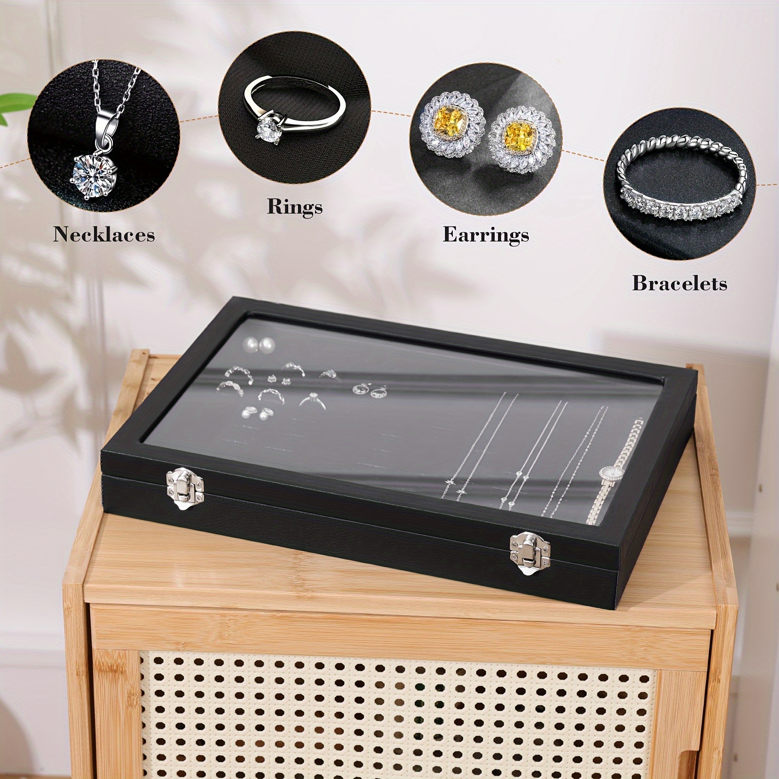 4pcs 100 Slots Ring Organizer  - Velvet Jewelry Box avaliação e preço