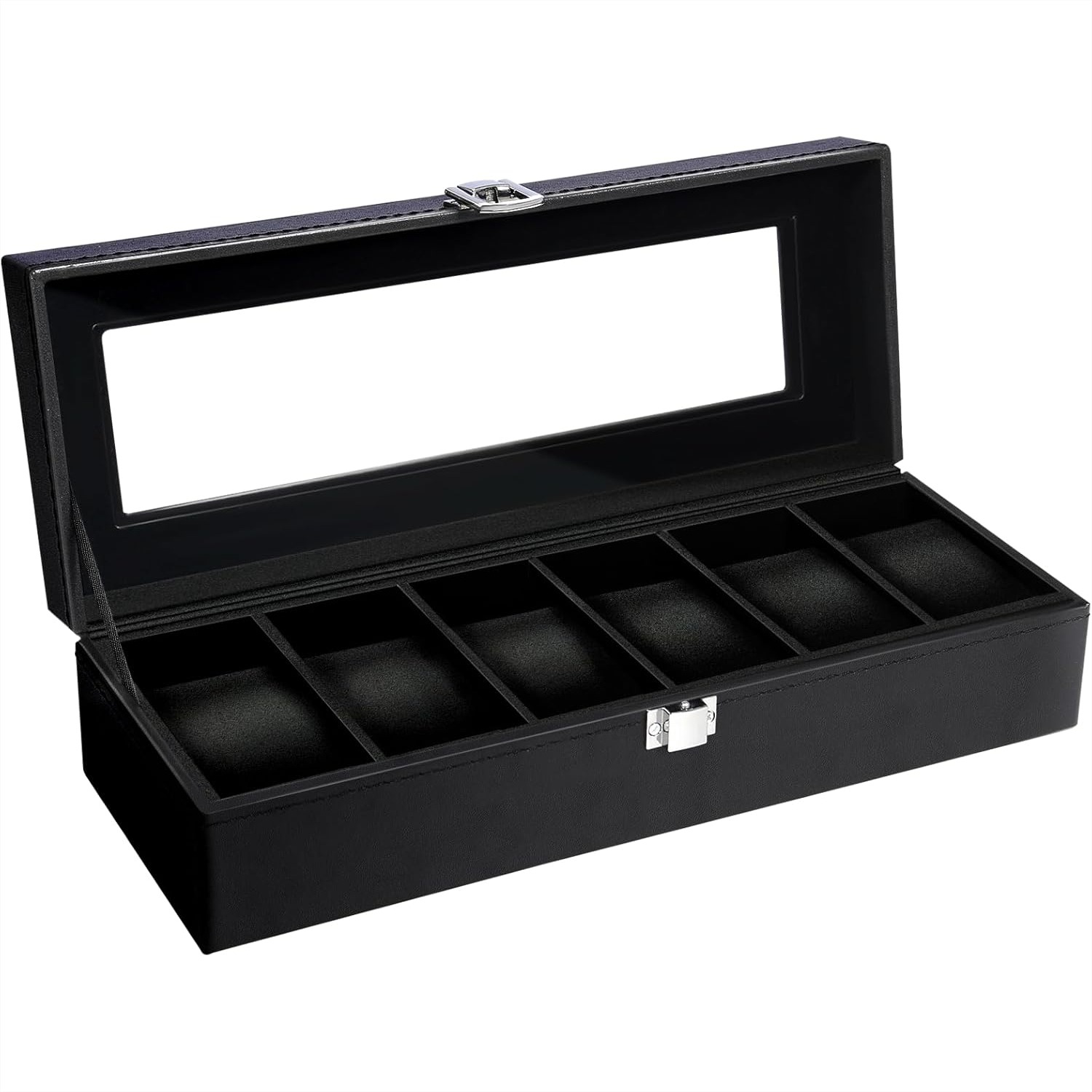 6 Slot Watch Box with Glass Li - Velvet Jewelry Box avaliação e preço