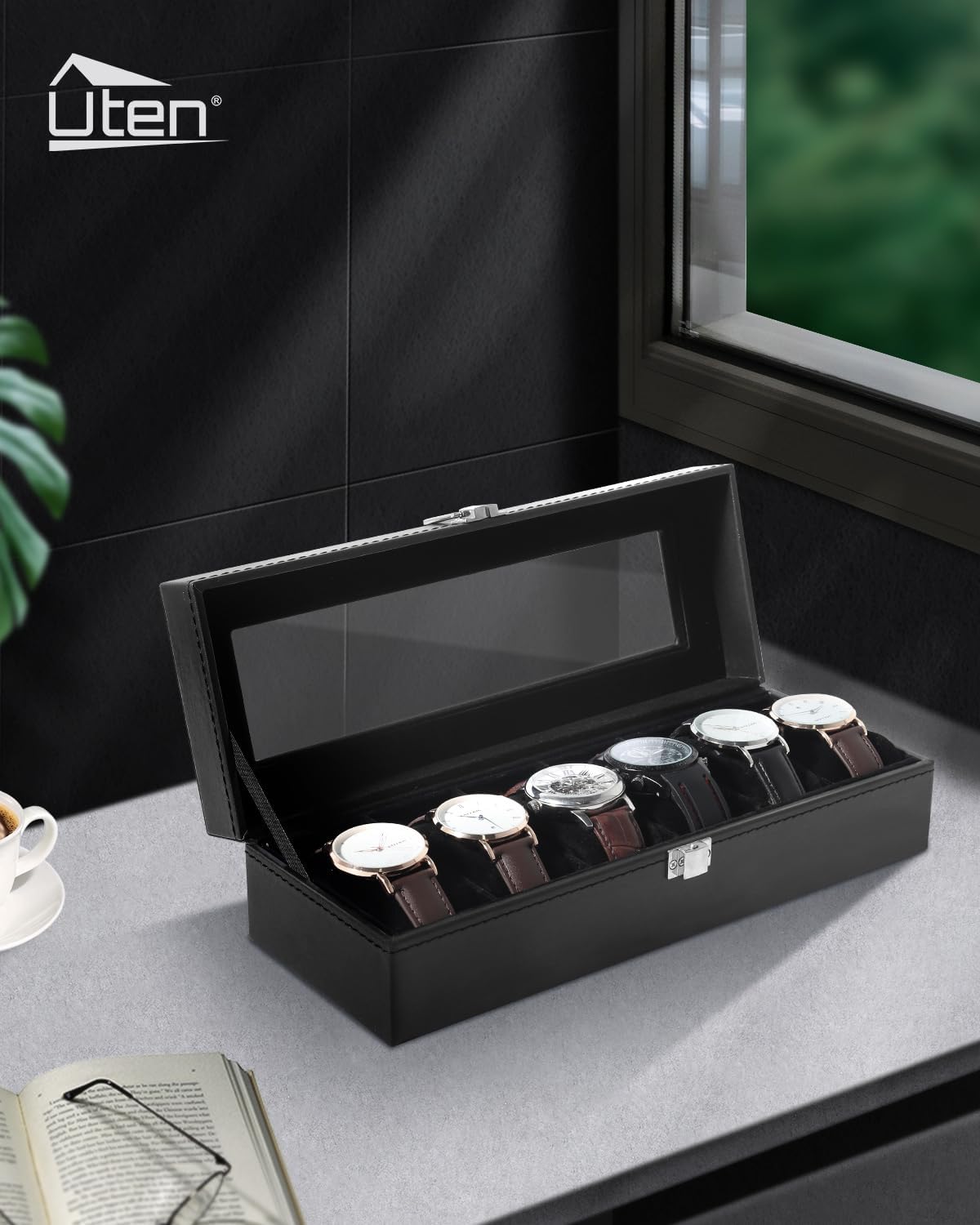 6 Slot Watch Box with Glass Li - Velvet Jewelry Box avaliação e preço