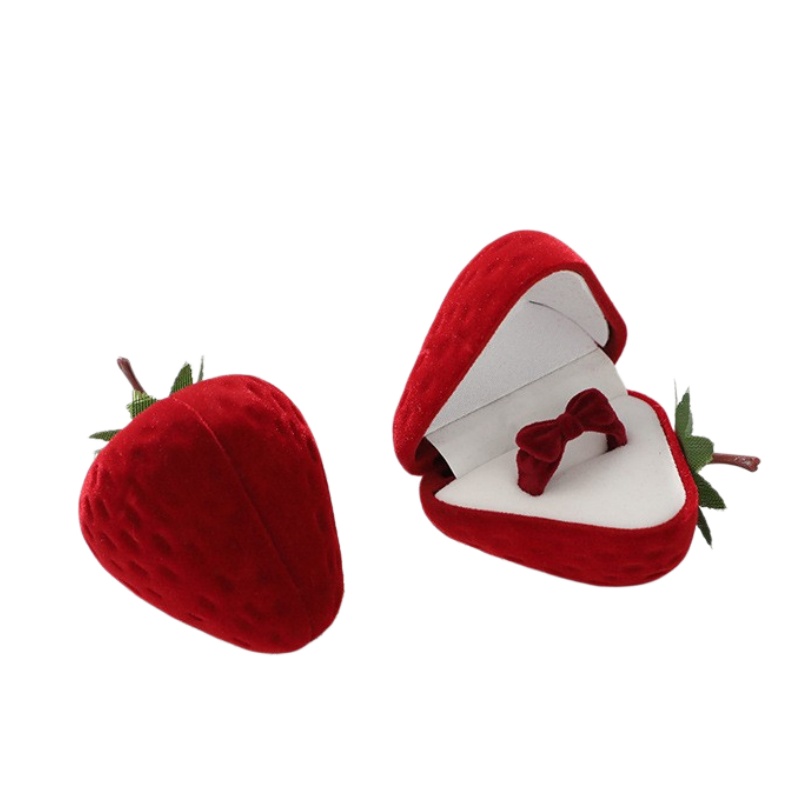 Cute Strawberry Ring Box Straw - Velvet Jewelry Box avaliação e preço
