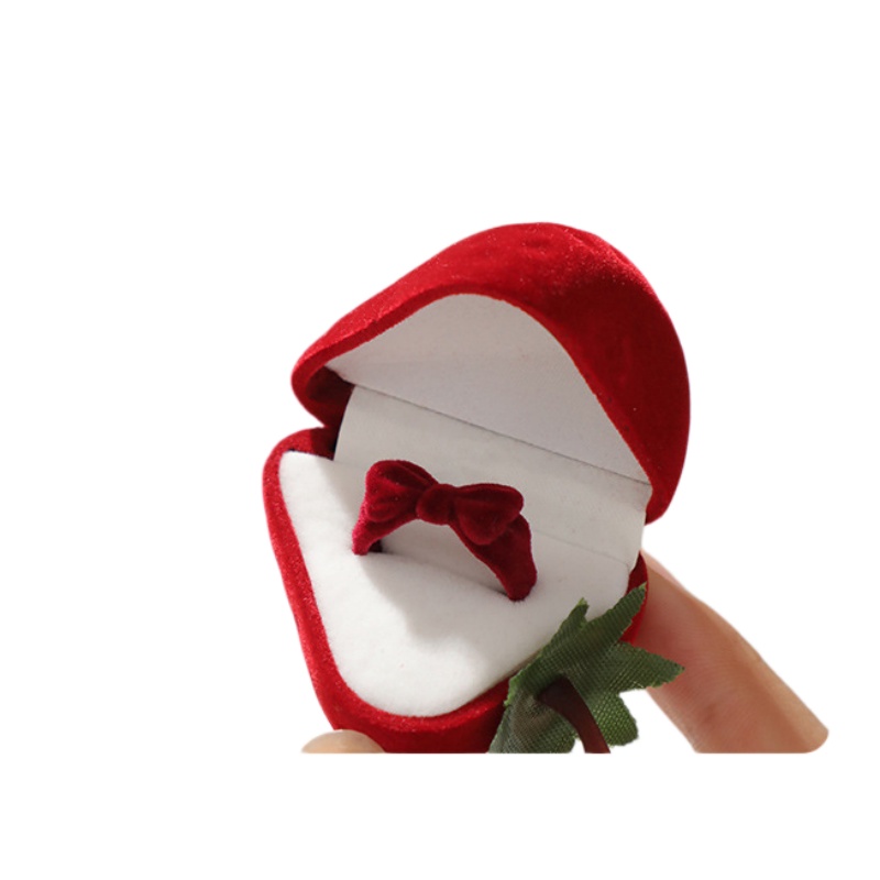 Cute Strawberry Ring Box Straw - Velvet Jewelry Box avaliação e preço
