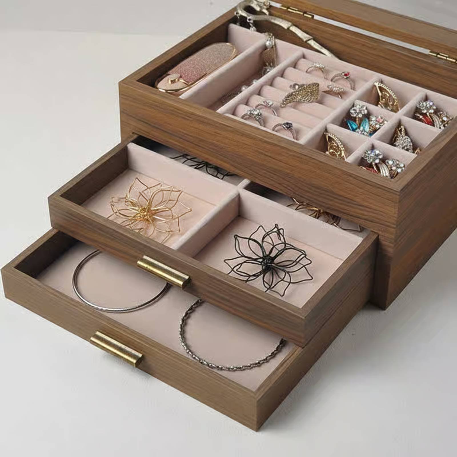 3-Tier Jewelry Organizer Gold  - Velvet Jewelry Box avaliação e preço