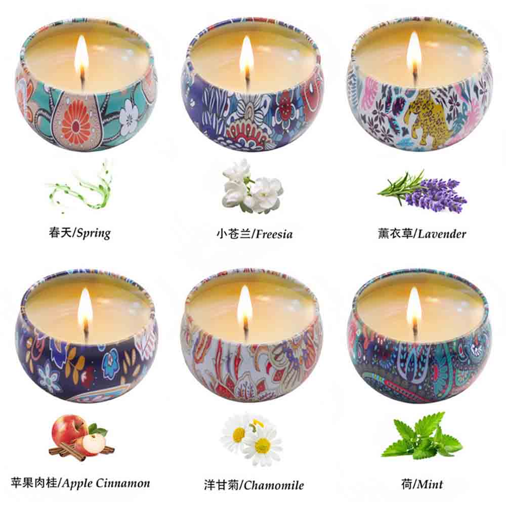 1 Box of 6 Tin Can Candle Set  - Scented Candle Luxury avaliação e preço